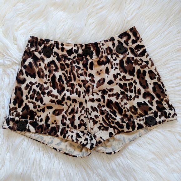 Cache Pants - Cache Leopard Print Shorts Animal Cotton Dressy
